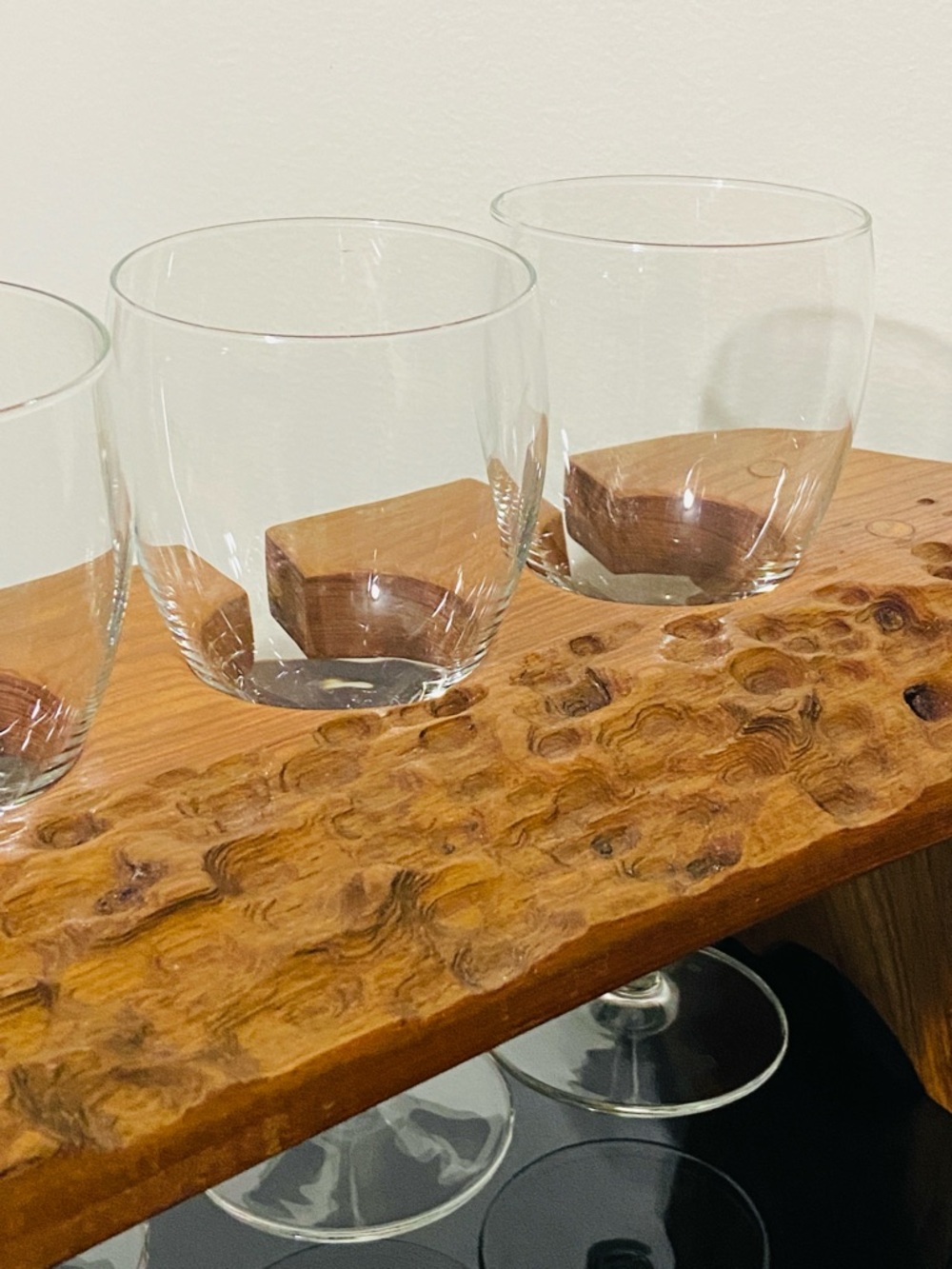 Handcrafted Natural Wood Wine Glass flight/rack - Picture 4 of 4